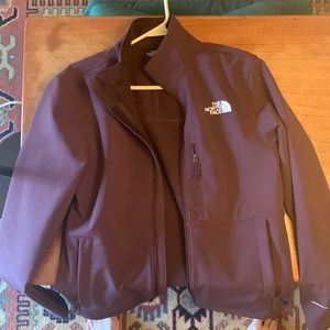 North face windfall zip up jacket dark red.